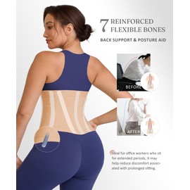 FeelinGirl Women’s Waist Cincher Belt Neoprene Slimming Adjustable Hook Loop Tummy Tuck Breathable Lightweight Khaki M