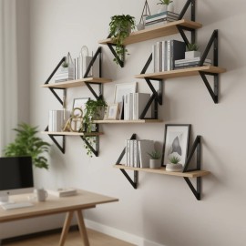 12 X 8 In Heavy Duty Floating Shelf Bracket Steel Matte Black Triangle Shelf Support 160 Lbs Load CapacityItem Size: 12 x 8 in