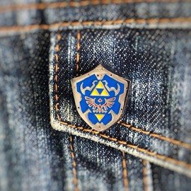 OYSTERBOY Legend of Zelda Shield Hyrule's Royal Crest Logo Premium Quality Enamel Metal Pin for Backpacks Schoolbags Packs Shirts Jackets Jeans Hats Shoes