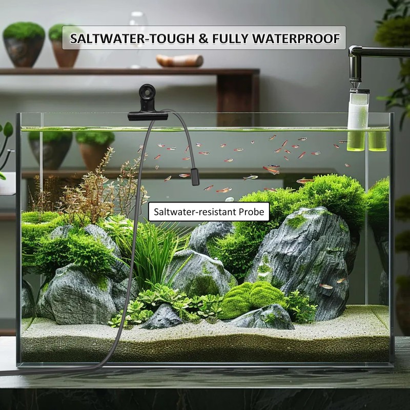 WILLHI Temperature Sensor Probe, Saltwater-Proof for Aquarium
