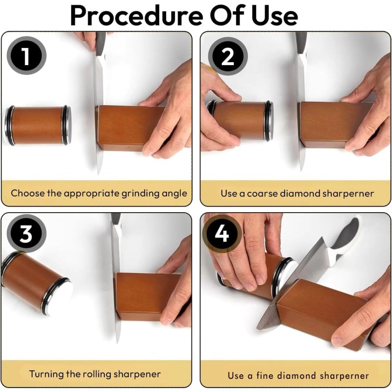 Unbranded Diamond Rolling Knife Sharpener Set 15° and 20° Magnetic