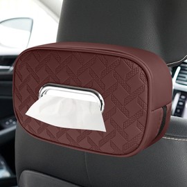 GAOLAOSY Large Car Tissue Holder for 300 Standard Tissues, PU Leather Tissues Box Cover for Car Backseat, Rectangular Vehicle Napkin Holders, Universal Auto Paper Towel Organization Accessory (Red)