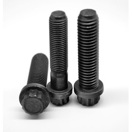 1 1/8-12 x 4 Fine Thread 12-Point Flange Screw Alloy Steel Thermal Black Oxide Pk 5