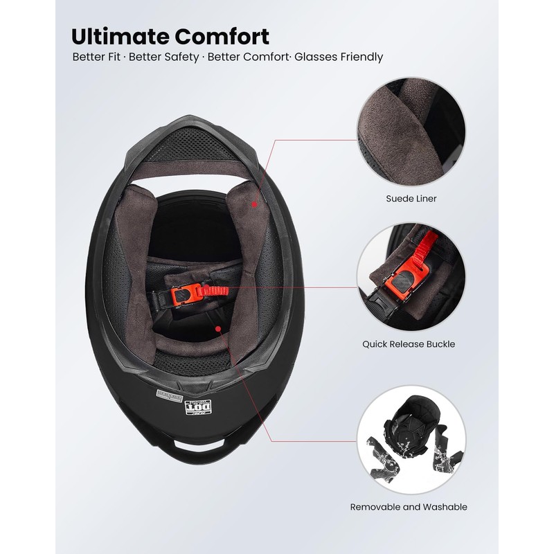 ILM Full Face Motorcycle Helmet for Motocross Street Bike DOT