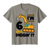 Kids I'm 6 and Diggin It 6th Birthday Construction Excavator