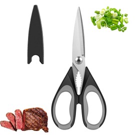 FGIUKC Kitchen Scissors, Cooking Scissors, Cooking Scissors, Hand Fatigue, Nutcracker, Bottle Opener, Meat Cutting Scissors, Perfect for Beef, Poultry, Fish Bones, Vegetables, Dishwasher Safe, 220mm