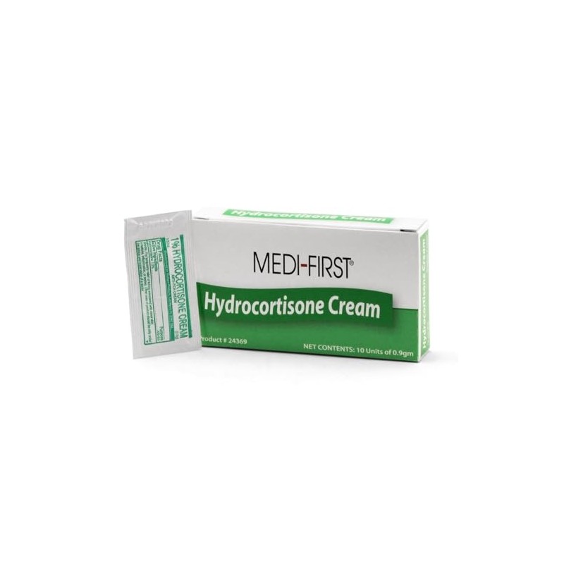 Medi-First 1% Hydrocortisone Cream, 10 Individual Packets Per Box