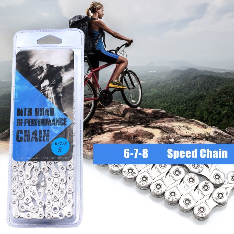 Wolfride Bicycle Chain, Speed Chain, 116 Links, Compatible with 6/7/8
