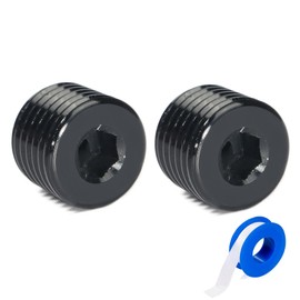 Breezliy 1/4 NPT Male Thread Allen Head Socket Pipe Plug Fitting Aluminum Black（2pcs）