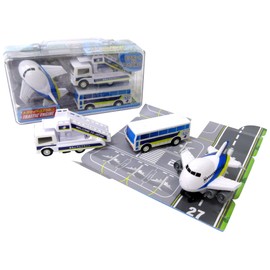 Minicar Pullback Airport 3pcs Set, Airplane Airport Bus, Car Ramps