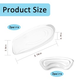 Dryxog 4 Paar Fersensporn Einlagen, Fersenpolster Schuhe, Fersenpolster, Gelkissen Ferse, Silikon Fersenschutz 2cm für Schuhe Damen und Herren zur Linderung von Plantarfasziitis