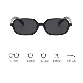 Ridering Trendy Retro 90s Square Sunglasses for Women & Men,Small Narrow Vintage UV Protection Fashionable Sunglasses