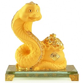 BOYULL Large Size 2025 Chinese Zodiac Snake Year Golden Resin Collectible Figurines Table Decor Statue