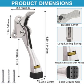 8 Pack Door Stoppers, Heavy Duty Kickdown Door Stopper, Adjustable Door Stop for The Bottom of Door, Aluminum Alloy Metal Door Holder with Rubber Tip to Keep Door Open (Satin Nickel)