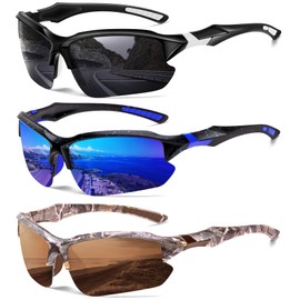 DioKiw 3PACK Sports Polarized Sunglasses for Men Cycling Running Fishing UV400 Protection Sun Glasses Lightweight Half Frame Goggles