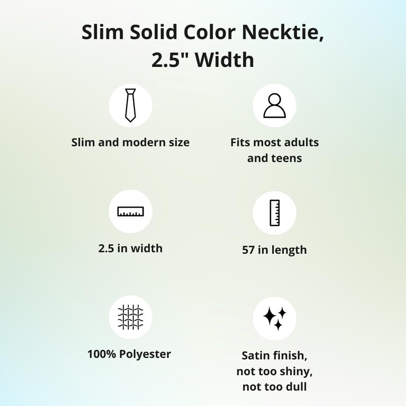 tiemart Slim 2.5" Width Solid Color Necktie (Quartz)