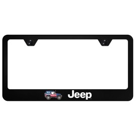 Jeep Flag Stainless Steel  License Plate Frame (Black)