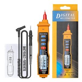 Digital Pen Multimeter NCV AC/DC Voltmeter Ohmmeter Resistance Capacitance Frequanecy Live Line Test Handheld 4000 Counts LCD Backlight Tester with Data Hold and Flashlight Yellow