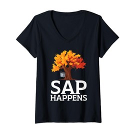 Maple Tree Tapping Sap Maple Syrup Mapple Tapper V-Neck T-Shirt