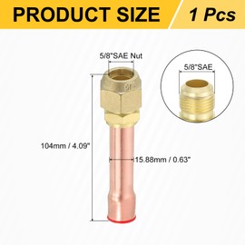 sourcing map 2Pcs Brass Pipe Fittings, 5/8" SAE Male Thread x 5/8" OD Flare Adapter with Copper Tube for Air Lines Air Conditioner Refrigeration HVAC Systems Repair