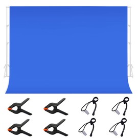 jiuzcare 3 x 2 m Photo Studio Premium Polyester Foldable Background with 4 Background Clips 4 Spring Clips for Photo Studio, Video, Fashion Photography, Weddings, Parties and Birthdays, Blue
