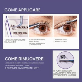 KISS ImPRESS Falsies - Ciglia autoadesive a lunga durata, Demi Wispy, durata prolungata di 5 giorni, 24 cluster di ciglia naturali (5, 6, 8, 10, 12 e 14 mm), applicatore di precisione antiaderente