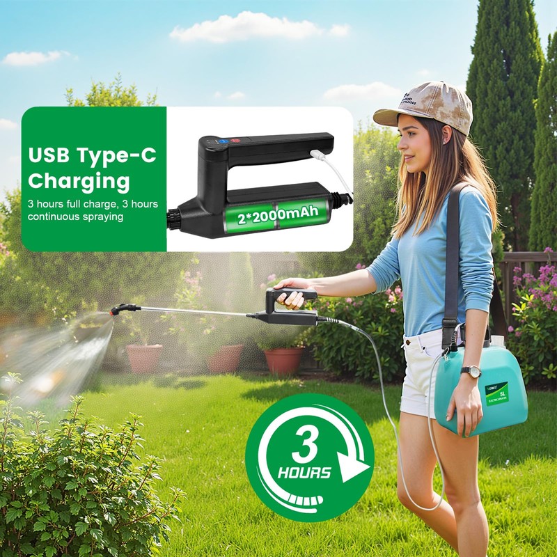 Battery Powered Sprayer 1.35 Gallon, 2025 Electric Sprayer with 3