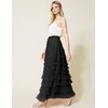 PEHMEA Women's Tulle Midi Skirt Elastic High Waist A-Line Ruffle