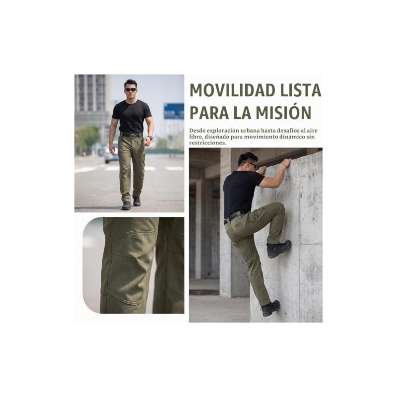 LAULY Pantalones Tácticos Militares Multibolsillo para Hombre,Pantalón Impermeable Y Cortavientos