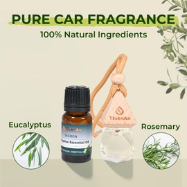 THIEN AN - Car Air Fresheners Set Natural Car Hanging Fragrance (8ml) Herbal Essential Oils (10ml), Rosemary and Eucalyptus Scents Refillable Car Air Fresheners (Eucalyptus)