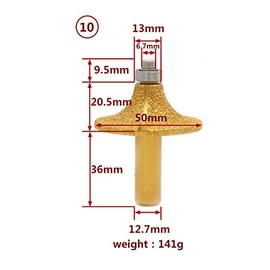 SUPERTOOL Electroplated Diamond Stone Marble Grinding Edge Router Bit 1/2" Shank Woodworking Router Bit for Marble Granite (1 Piece, 10)
