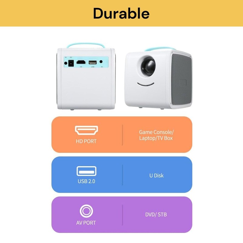 EZONEDEAL Stable Performance Wide Application 1080P HD Mini Video Projector