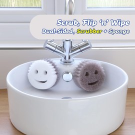 Scrub Daddy Scrub Mommy Washing Up Sponge - Dual Sided Scrubbing Non Scratch Scourers, Smiley Face Sponges for Cleaning Kitchen & Bathroom, Dish Scrubber, FlexTexture Home Products, Style Two Pack