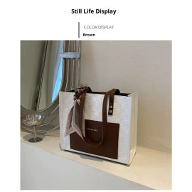 Hot Selling Factory Wholesale Woman Large Capacity Tote Bag With Silk Ribbon Fashion Unisex Ladies Bales Bags Women Handbagscolor: Golden 28.5*24*10cm