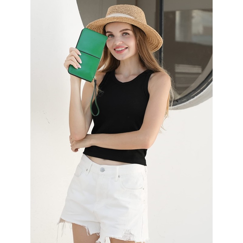 befen Genuine Leather Wristlet Clutch for Women Ultra-Slim Ladies Credit