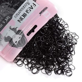 Mini Rubber Bands for Women, Cute Elastic Colorful Hair Bands, 1000 Pack, Black