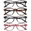 Przene 4 Pack Reading Glasses with Spring Hinge Blue Light