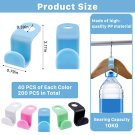 Vetory 200 PCS Clothes Hanger Connector Hooks,Space Saving Cascading Hooks,Plastic Mini Connection Hooks,Hanger Extender Clips for Closet Clothes Organizer,Hanger Hooks for Hangers(Multicolor)