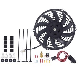 TOPAZ 9 INCH Electric Transmission Cooling Fan 180'F FIN Probe Thermostat Switch KIT
