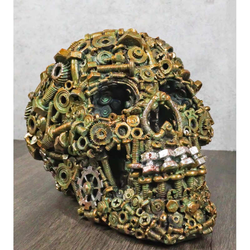 Steampunk Junkyard Gearwork Mechanic Gears Nuts Bolts And Screws Skull