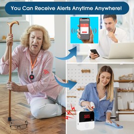 DAYTECH WiFi Smart Caregiver Pager Call Button for Seniors Wireless S0S Emergency Buttons Calling Alert System, 2 Transmitters + 1 Receiver(only Supports 2.4GHz Wi-Fi)