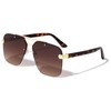Dweebzilla Square Sport Semi Rimless Pilot Aviator Sunglasses (Tortoise &