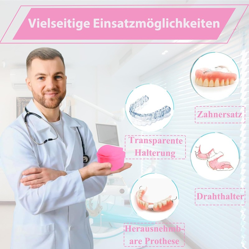 Denture Box Cleaning Set with Denture Brush, Denture Box Prosthesis