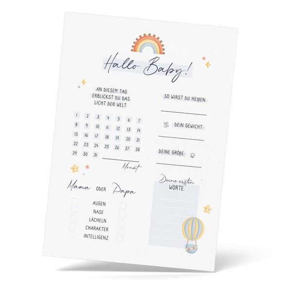 The holy fox® Babyshower Guessing Game - Cards with Rainbow