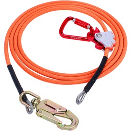 Meyoppm Flip Line, Wire Core Flipline 1/2" X 14', Wire Core Flip Line Kit with Triple Lock Carabiner Adjuster, Steel Swivel Snap, Climbing Flipline for Fall Protection, Arborist, Tree Climbers