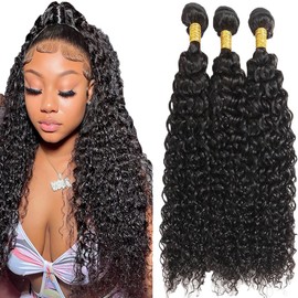 18 20 22 inch Water Wave Human Hair Bundles Natural Color Water Wave Bundles Unprocessed Brazilian Hair Extensions for Black Women