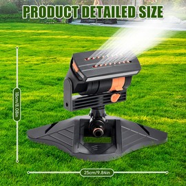 Mini Turbo Oscillating Lawn Sprinkler with 16 Nozzles, 4 Watering Modes, Automatic Square Sprinkler for Garden and Lawn, Includes Quick Connection and Stable Large Base, Sprinkler for Lawns and