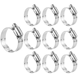 SANJAOYEE Hose Band, 304 Stainless Steel Band, Compatible with Φ0.6 - 1.0 inches (16 - 25 mm), Pack of 10, General Purpose Hose Band, Hose Band, Pipe Type, Adjustable, Strong Fixing, Corrosion