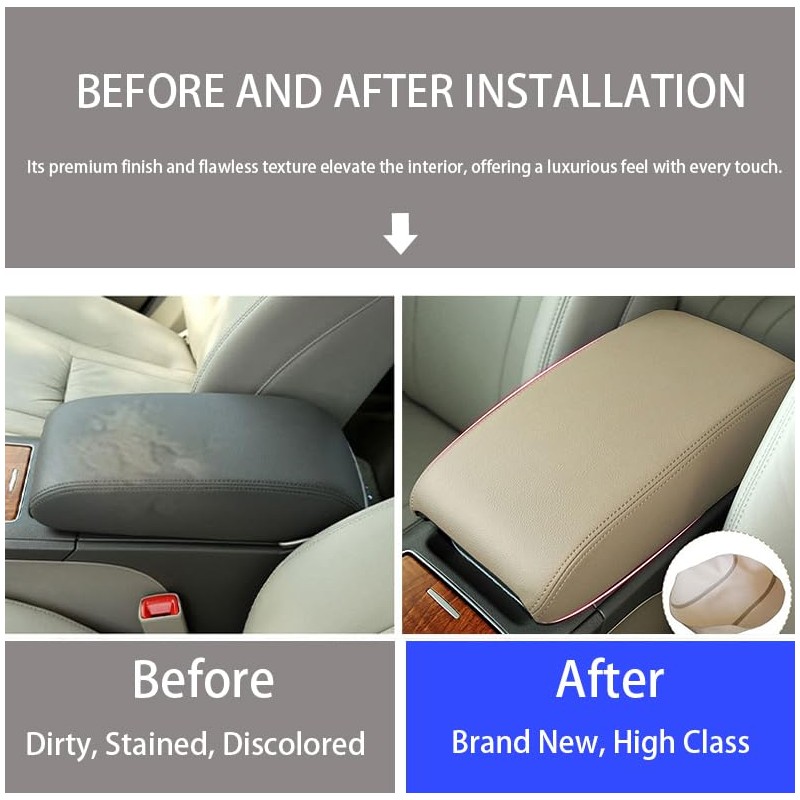 GDGZJJD Leather Car Center Console & Armrest Cover, Fit for