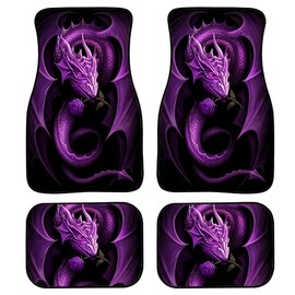 KEIAHUAN Purple Dragon Car Floor Mats for Women Men Gift Full Set of Front & Rear Anti-Slip Foot Mat All Weather Universal Fit for Auto Cars Sedan SUV Automotive Interior